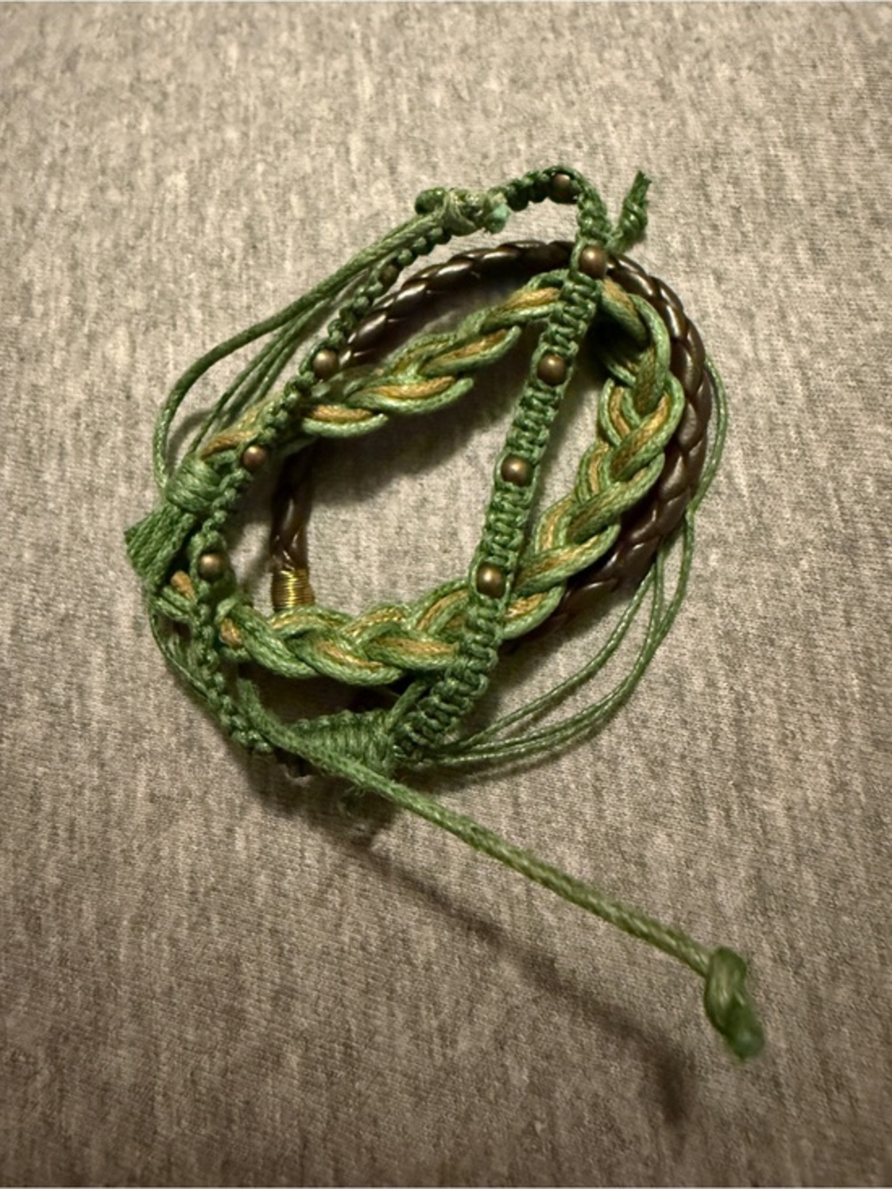 Green Braided Multi-Strand Bracelet